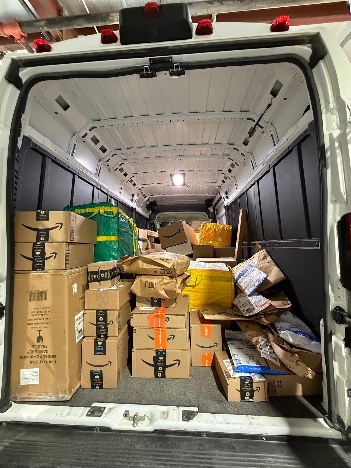 Packages loaded for delivery
